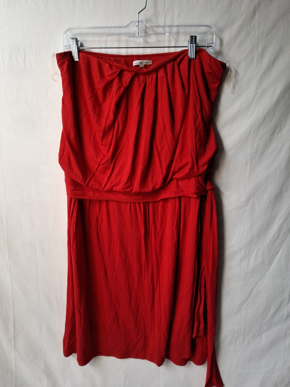Charlotte Russe Red Strapless Blouson Dress